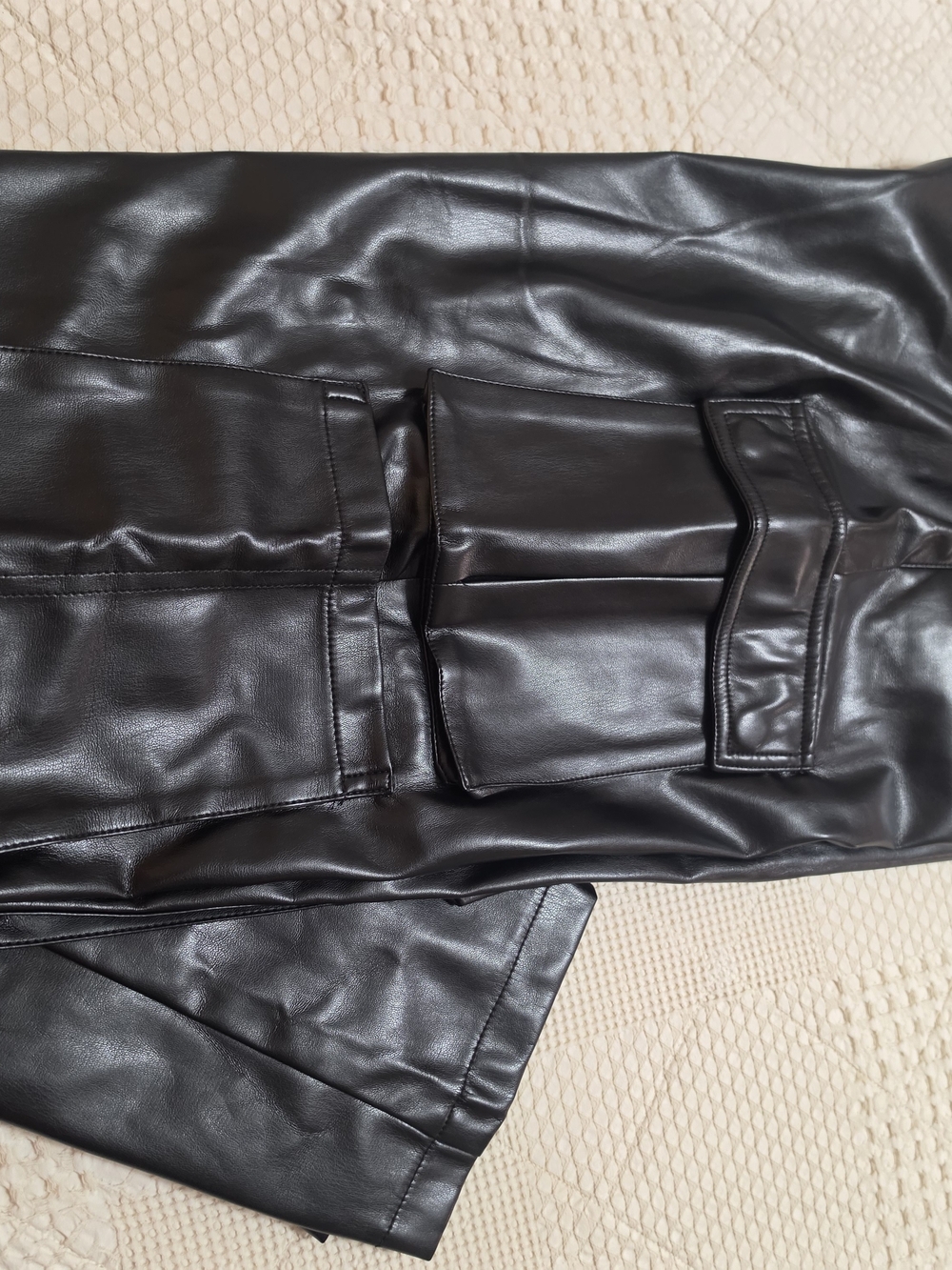 Faux Leather Cargo Pants in Black - Picture 5 of 5
